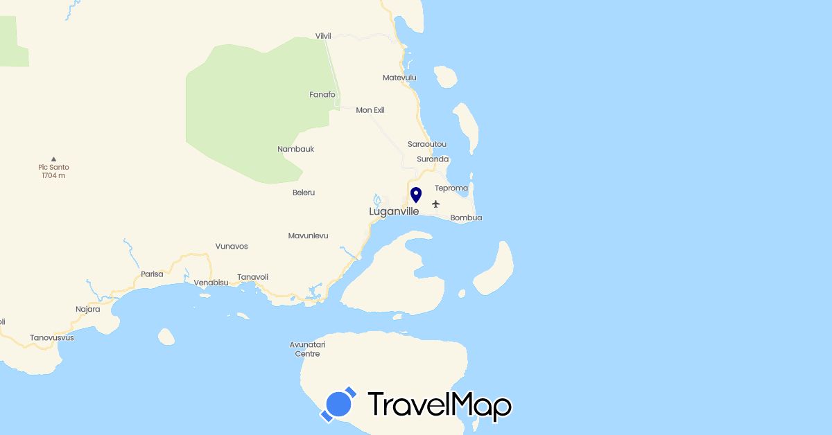 TravelMap itinerary: driving in Vanuatu (Oceania)